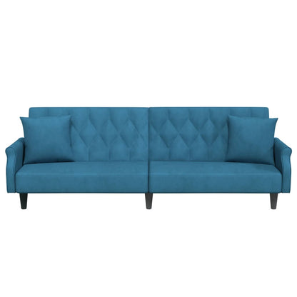 Divano Letto con Braccioli Blu in Velluto