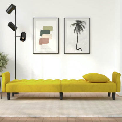 Divano Letto con Braccioli Giallo in Velluto