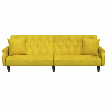 Divano Letto con Braccioli Giallo in Velluto