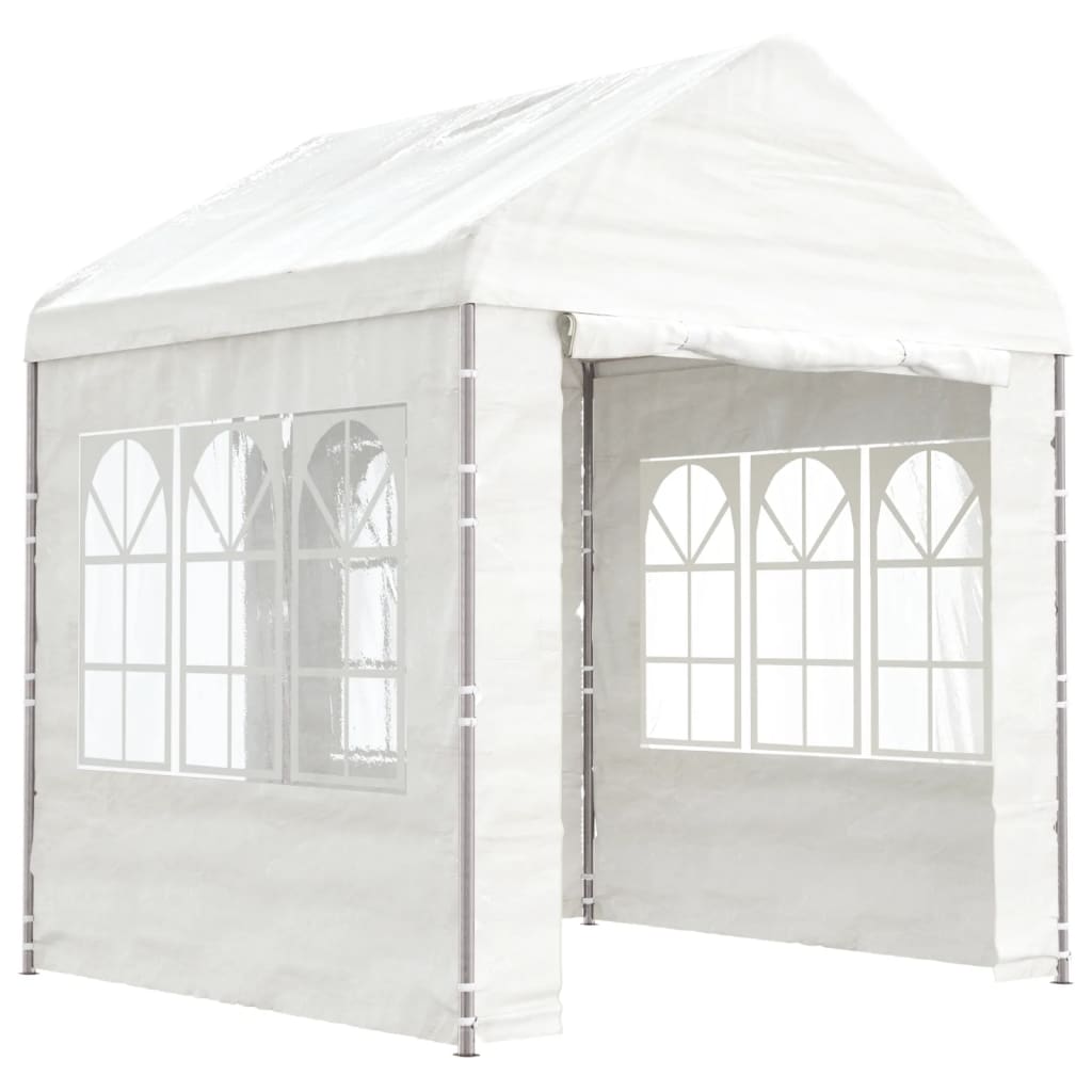 Gazebo con Tetto Bianco 2,28x2,23x2,69 m in Polietilene