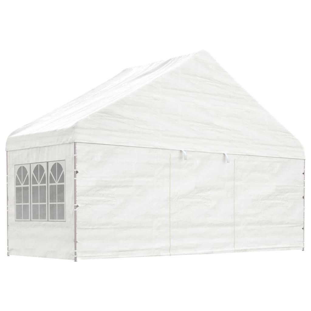 Gazebo con Tetto Bianco 5,88x2,23x3,75 m in Polietilene