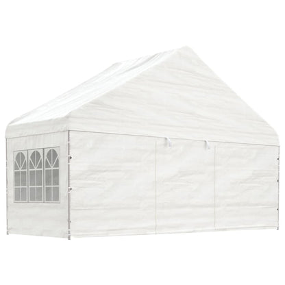 Gazebo con Tetto Bianco 5,88x2,23x3,75 m in Polietilene
