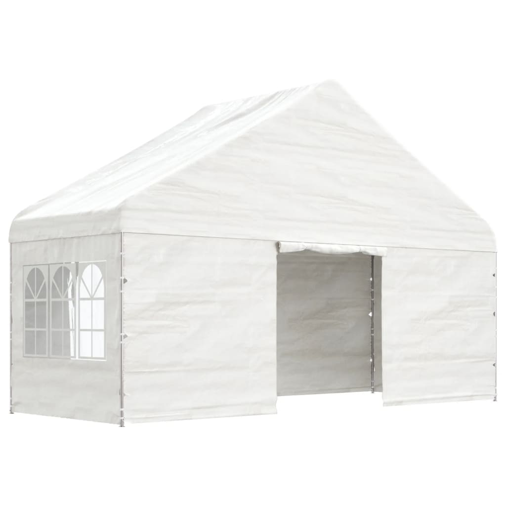 Gazebo con Tetto Bianco 5,88x2,23x3,75 m in Polietilene