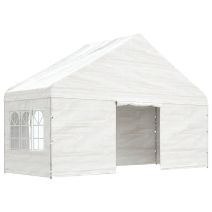 Gazebo con Tetto Bianco 5,88x2,23x3,75 m in Polietilene