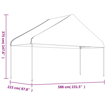 Gazebo con Tetto Bianco 5,88x2,23x3,75 m in Polietilene