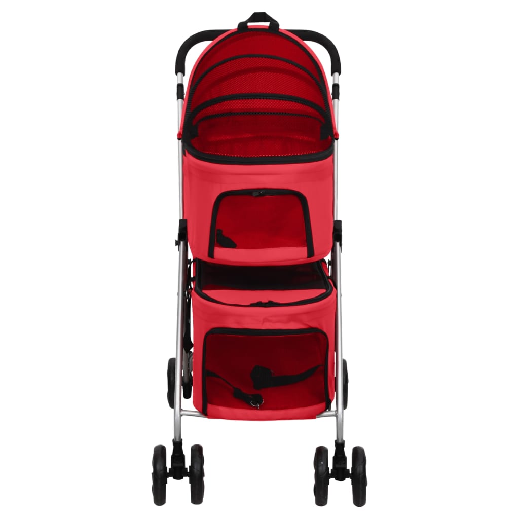 Passeggino Cani Pieghevole 2 Livelli Rosso 83x48x97cm Tessuto