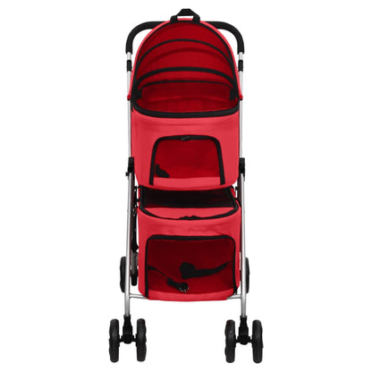 Passeggino Cani Pieghevole 2 Livelli Rosso 83x48x97cm Tessuto