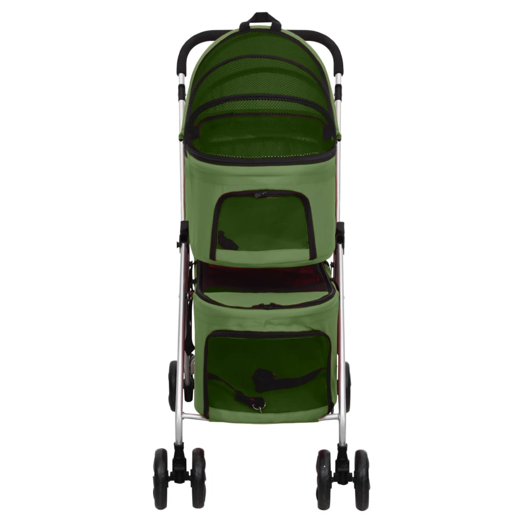 Passeggino Cani Pieghevole 2 Livelli Verde 83x48x97cm Tessuto