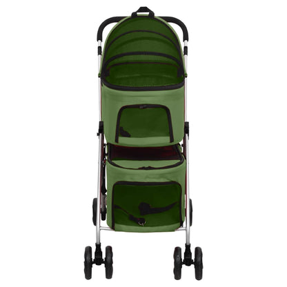 Passeggino Cani Pieghevole 2 Livelli Verde 83x48x97cm Tessuto