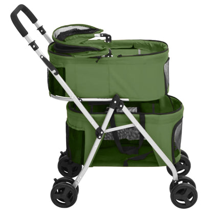 Passeggino Cani Pieghevole 2 Livelli Verde 83x48x97cm Tessuto
