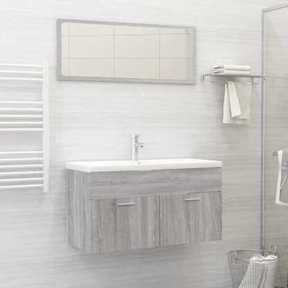Set Mobili da Bagno 2 pz Grigio Sonoma in Legno Multistrato