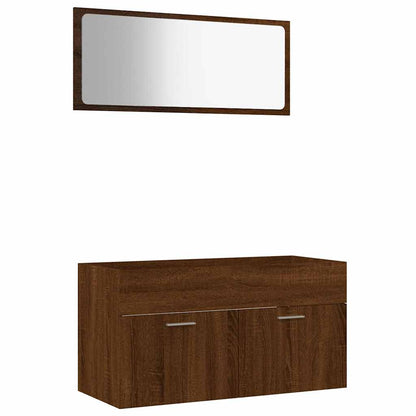 Set Mobili da Bagno 2 pz Rovere Marrone in Legno Multistrato