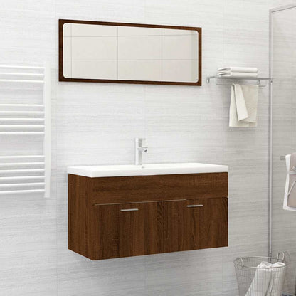 Set Mobili da Bagno 2 pz Rovere Marrone in Legno Multistrato
