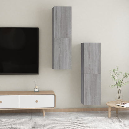 Mobili Porta TV a Parete 2 pz Grigio Sonoma 30,5x30x110 cm