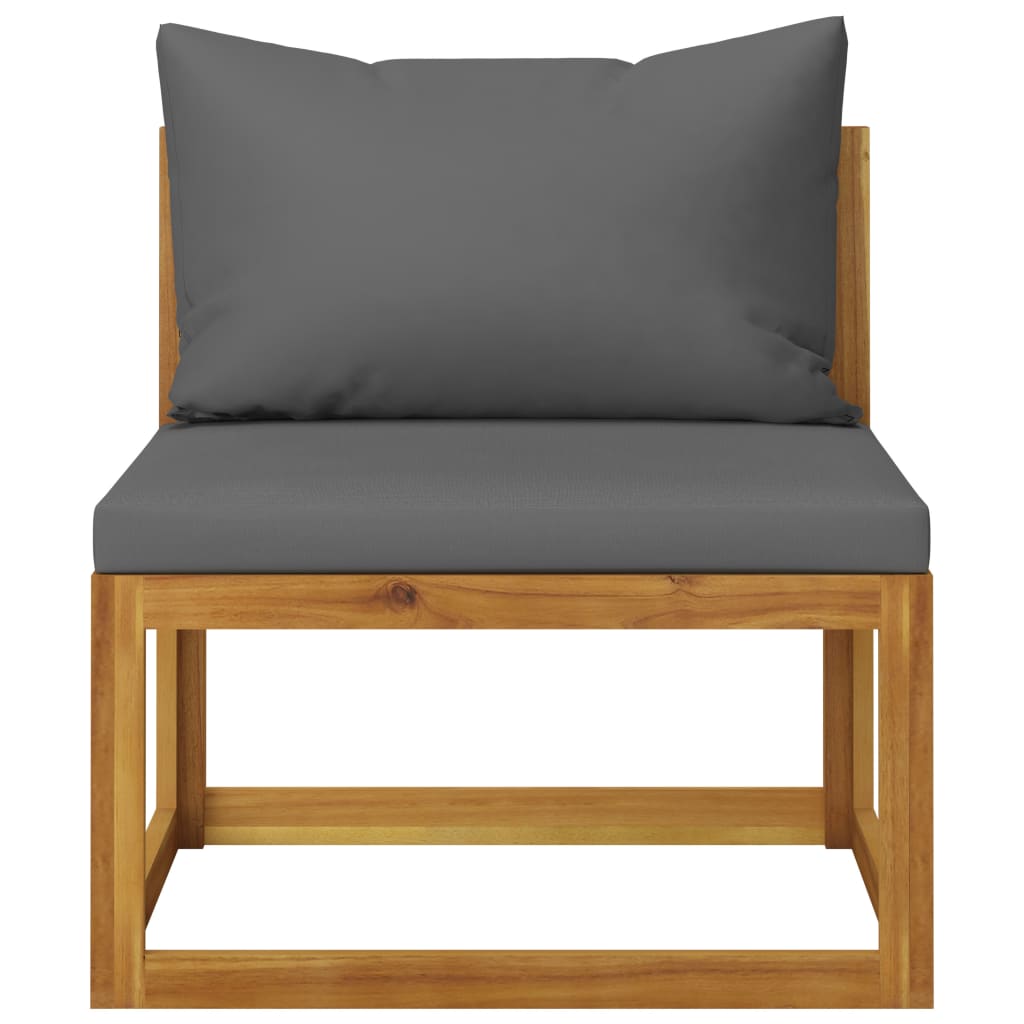 Set Divani 2pz con Cuscini Grigio Scuro Legno Massello Acacia
