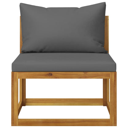 Set Divani 2pz con Cuscini Grigio Scuro Legno Massello Acacia