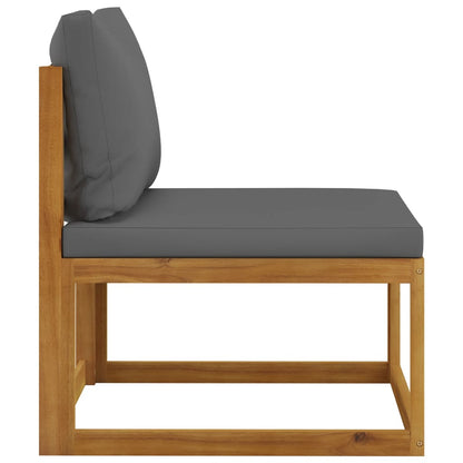 Set Divani 2pz con Cuscini Grigio Scuro Legno Massello Acacia