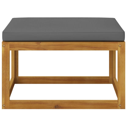 Poggiapiedi con Cuscino Grigio Scuro in Legno Massello Acacia