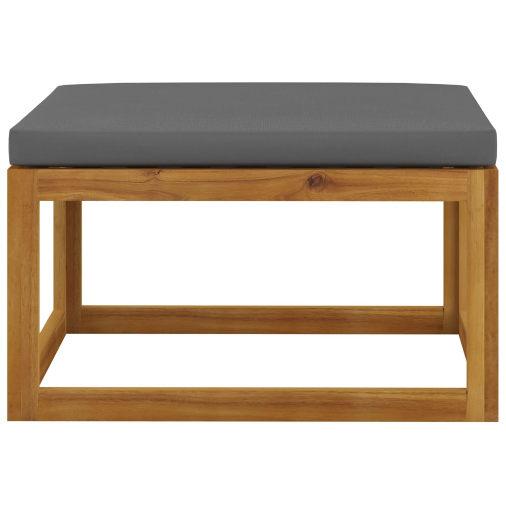 Poggiapiedi con Cuscino Grigio Scuro in Legno Massello Acacia