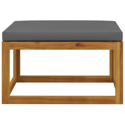 Poggiapiedi con Cuscino Grigio Scuro in Legno Massello Acacia