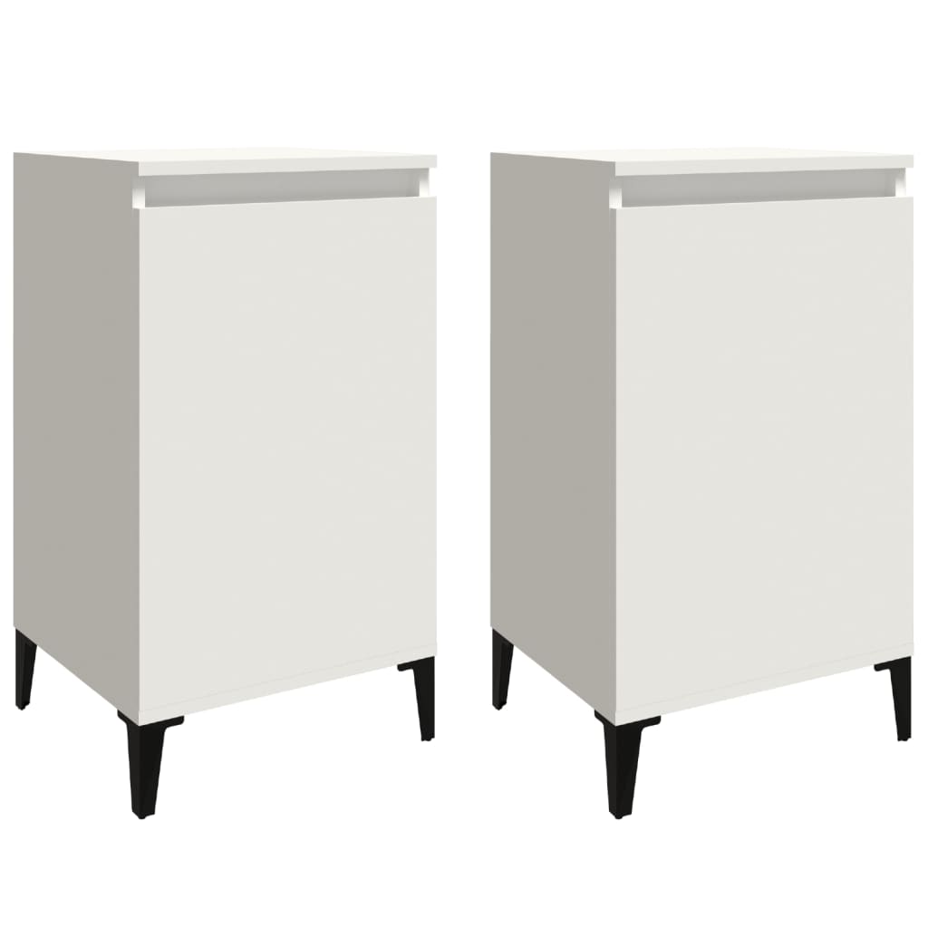 Comodini 2 pz Bianchi 40x35x70 cm in Legno Multistrato