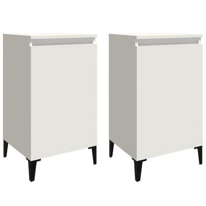 Comodini 2 pz Bianchi 40x35x70 cm in Legno Multistrato