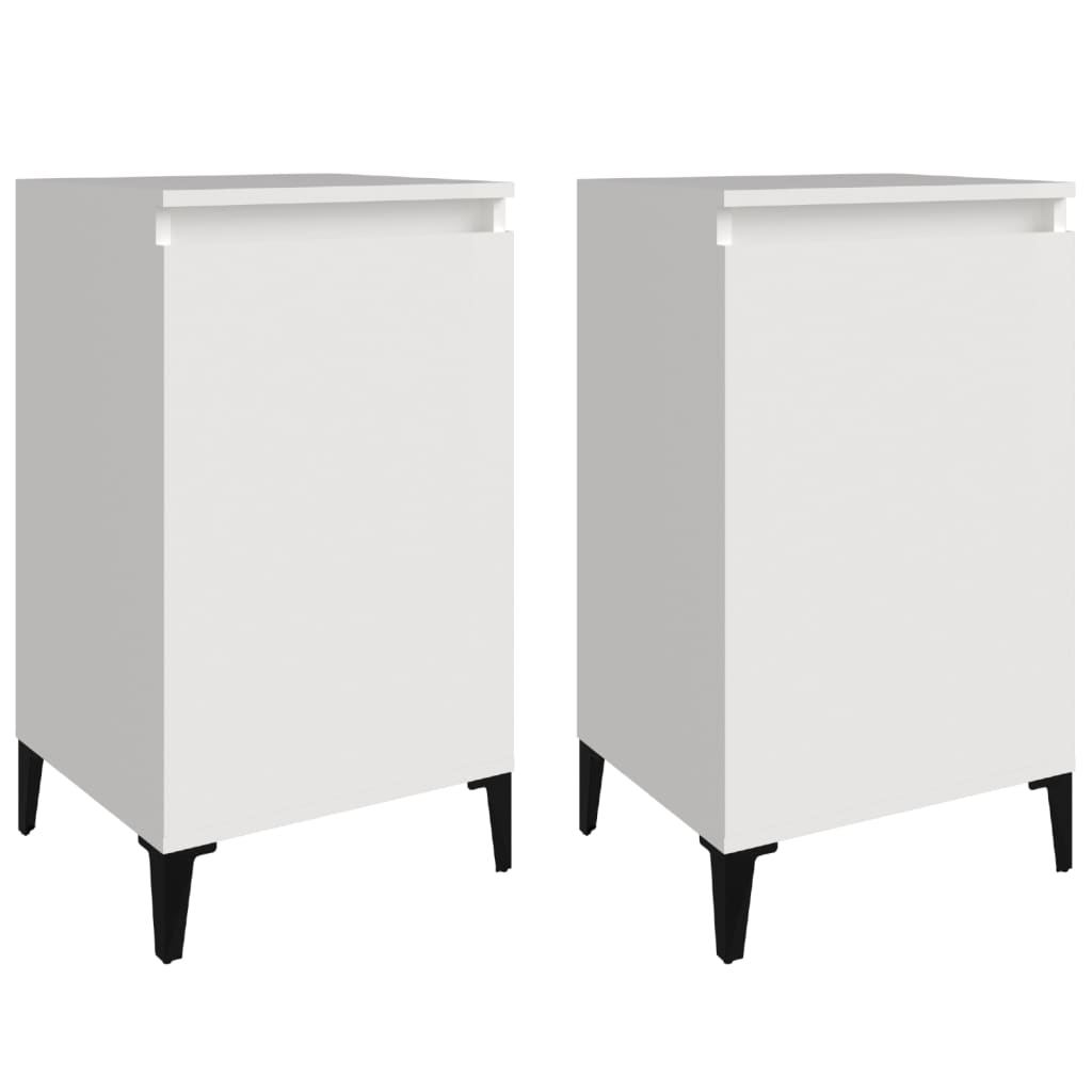 Comodini 2 pz Bianco Lucido 40x35x70 cm in Legno Multistrato