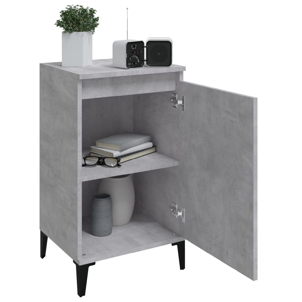 Comodini 2 pz Grigio Cemento 40x35x70 cm in Legno Multistrato
