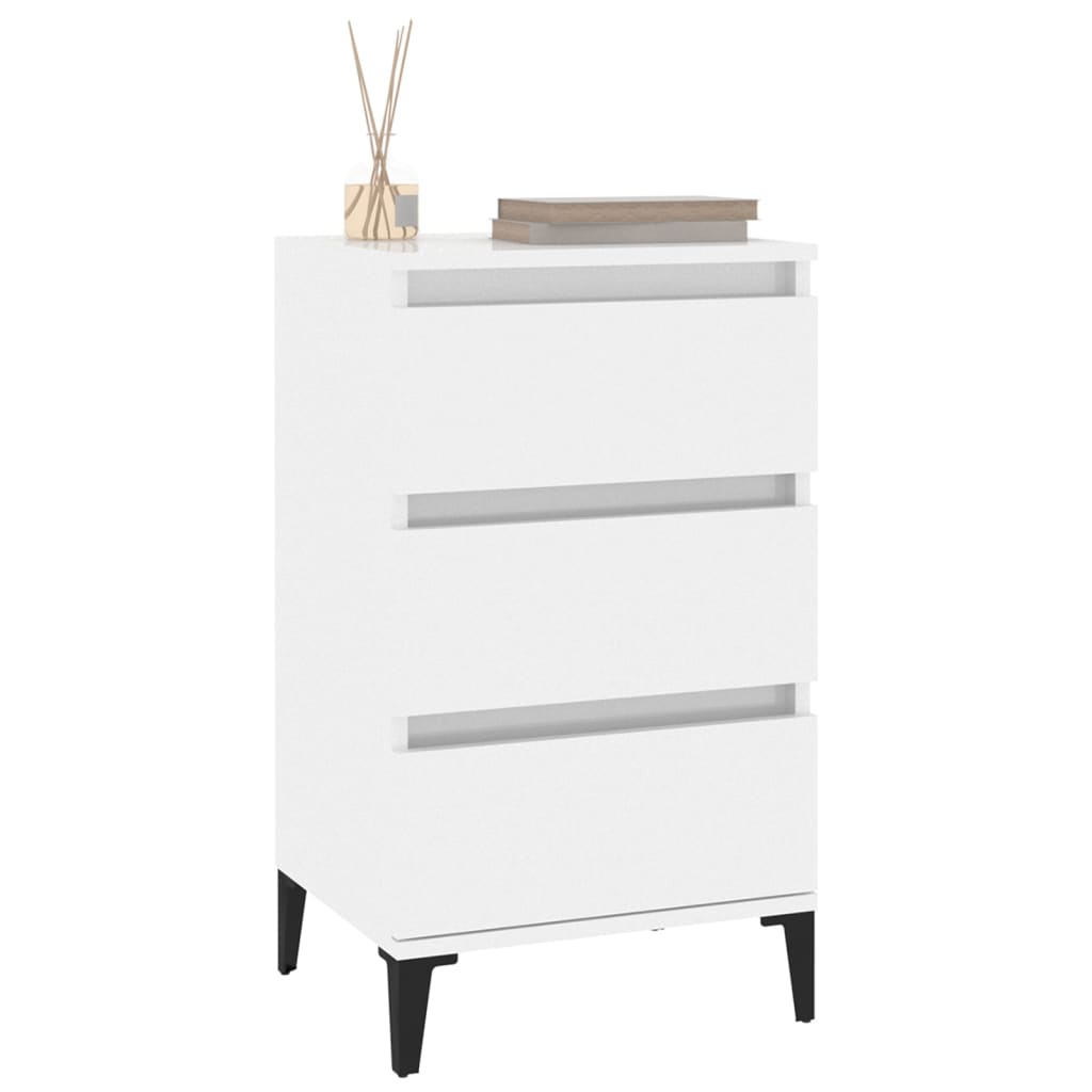 Comodino Bianco Lucido 40x35x70 cm in Legno Multistrato