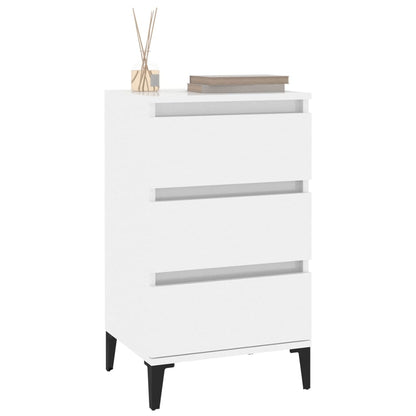 Comodino Bianco Lucido 40x35x70 cm in Legno Multistrato