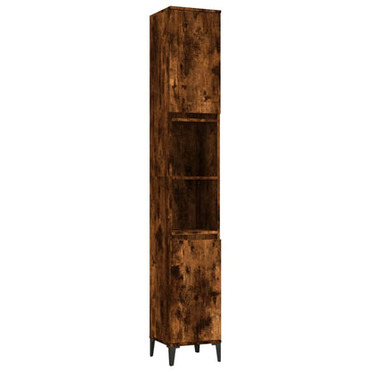 Armadietto Bagno Rovere Fumo 30x30x190 cm in Legno Multistrato