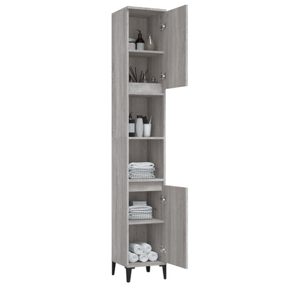 Armadietto Bagno Grigio Sonoma 30x30x190cm in Legno Multistrato