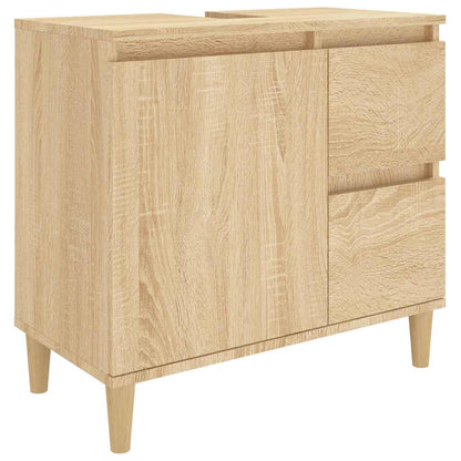 Armadietto da Bagno Rovere Sonoma 65x33x60cm Legno Multistrato