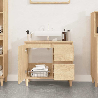 Armadietto da Bagno Rovere Sonoma 65x33x60cm Legno Multistrato