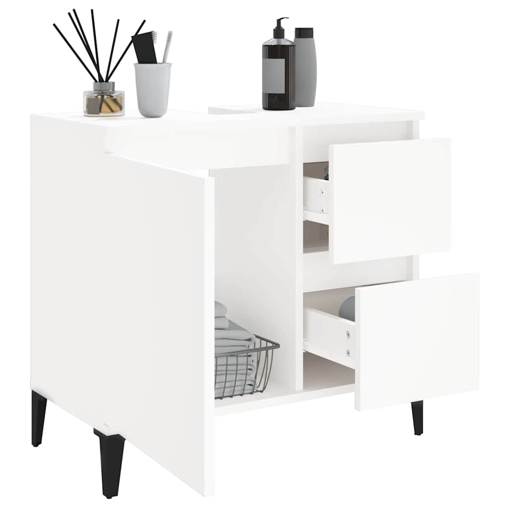 Armadietto da Bagno Bianco 65x33x60 cm in Legno Multistrato