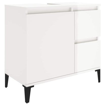 Armadietto Bagno Bianco Lucido 65x33x60cm in Legno Multistrato