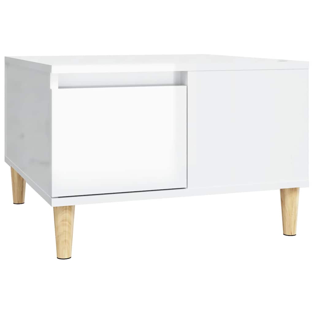 Tavolino Salotto Bianco Lucido 55x55x36,5 cm Legno Multistrato