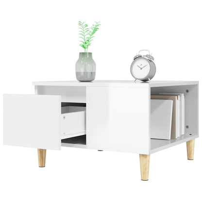 Tavolino Salotto Bianco Lucido 55x55x36,5 cm Legno Multistrato