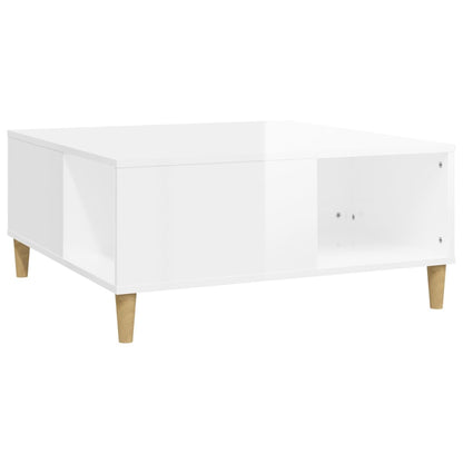 Tavolino Salotto Bianco Lucido 80x80x36,5 cm Legno Multistrato