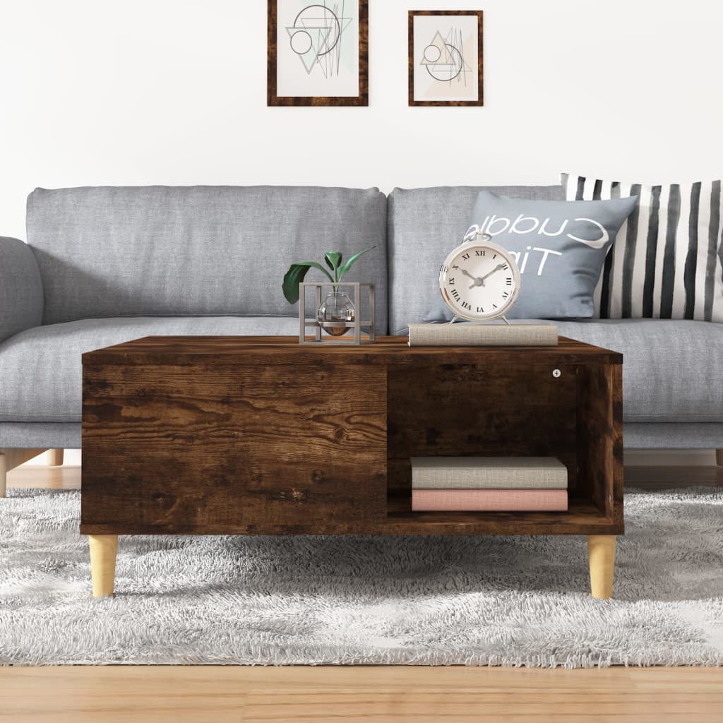Tavolino da Salotto Rovere Fumo 80x80x36,5 cm Legno Multistrato