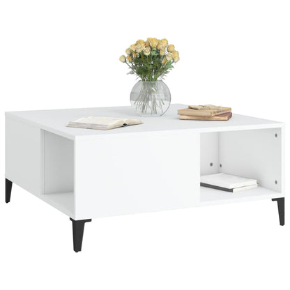 Tavolino da Salotto Bianco 80x80x36,5 cm in Legno Multistrato