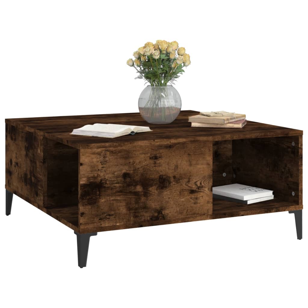 Tavolino da Salotto Rovere Fumo 80x80x36,5 cm Legno Multistrato