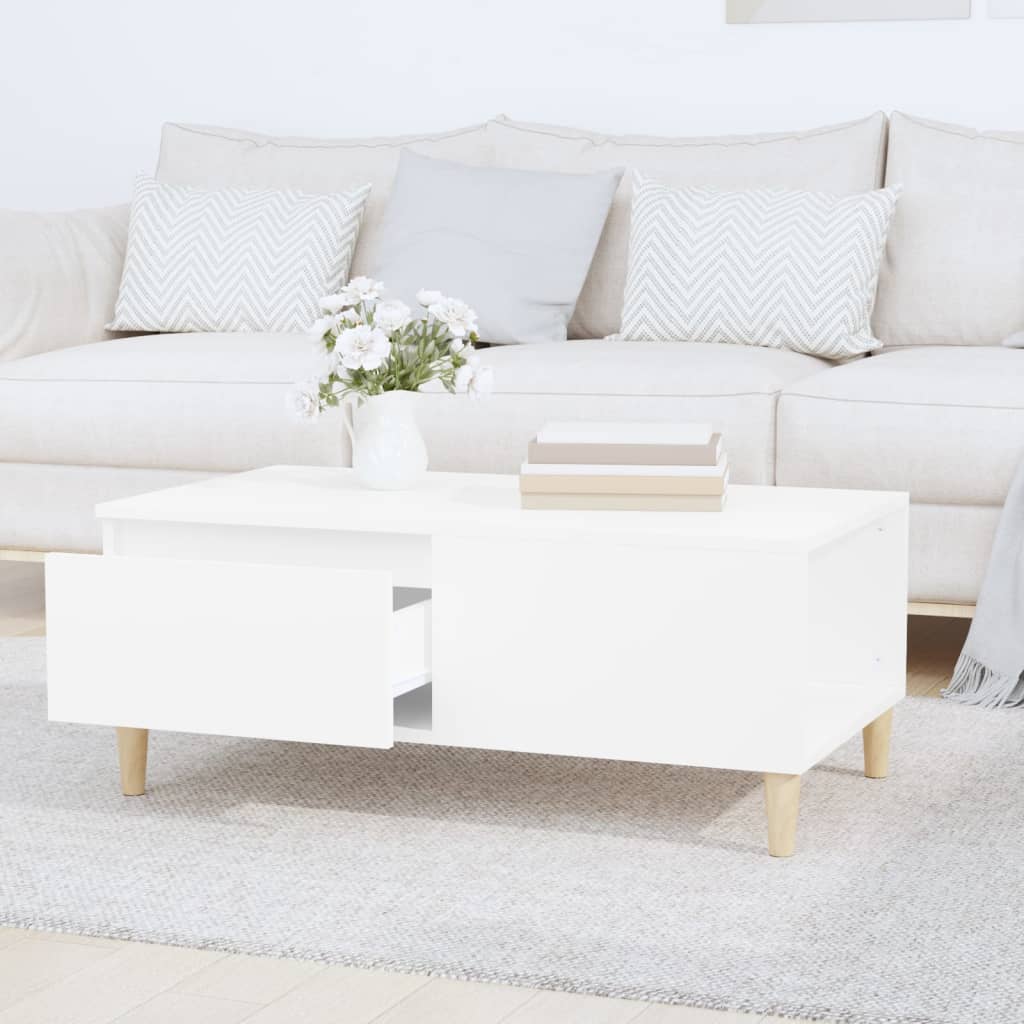 Tavolino da Salotto Bianco 90x50x36,5 cm in Legno Multistrato