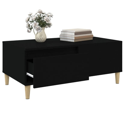 Tavolino da Salotto Nero 90x50x36,5 cm in Legno Multistrato