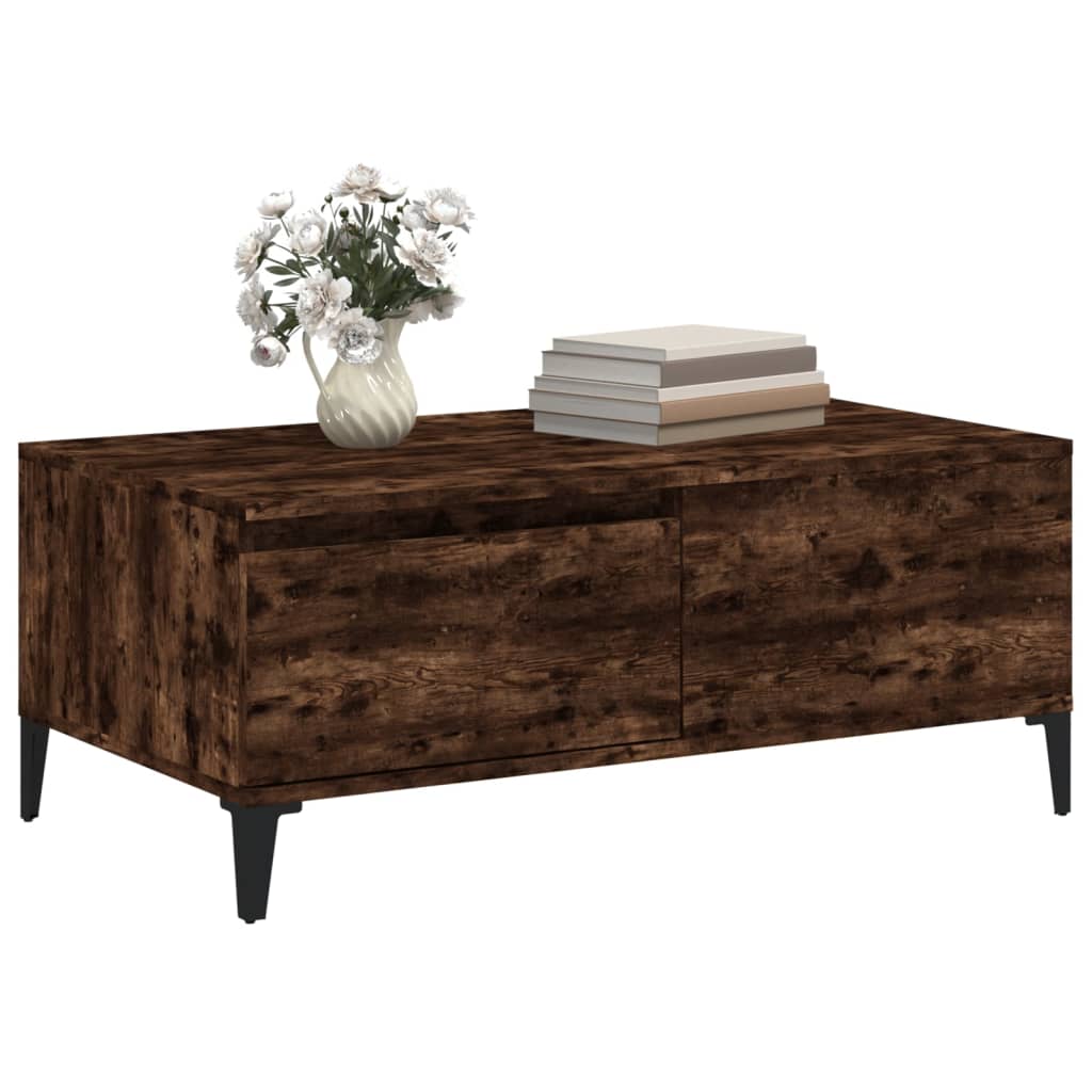 Tavolino da Salotto Rovere Fumo 90x50x36,5 cm Legno Multistrato