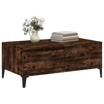 Tavolino da Salotto Rovere Fumo 90x50x36,5 cm Legno Multistrato