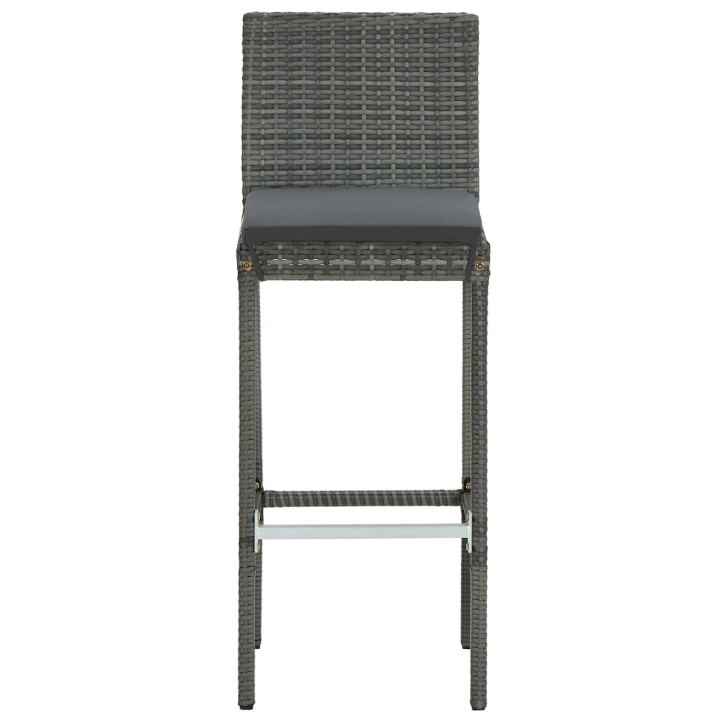 Sgabelli da Bar con Cuscini 6 pz in Polyrattan Grigio