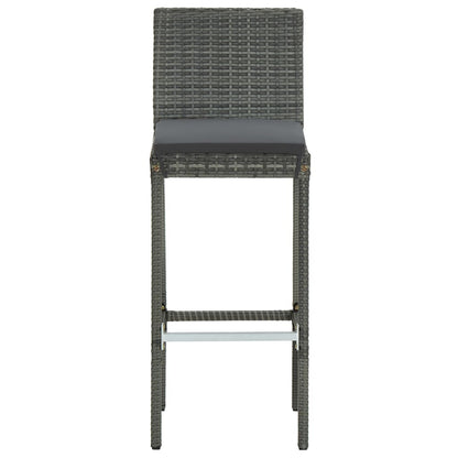 Sgabelli da Bar con Cuscini 6 pz in Polyrattan Grigio