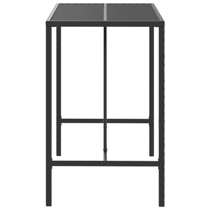 Tavolo da Bar con Piano in Vetro Nero 110x70x110 cm Polyrattan