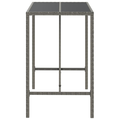 Tavolo da Bar con Piano in Vetro Grigio 110x70x110cm Polyrattan